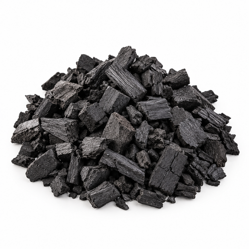 Morceaux de charbon de bois barbecue  2,5 kg, granulométrie 20 à 80 mm, pour grillades et barbecue.