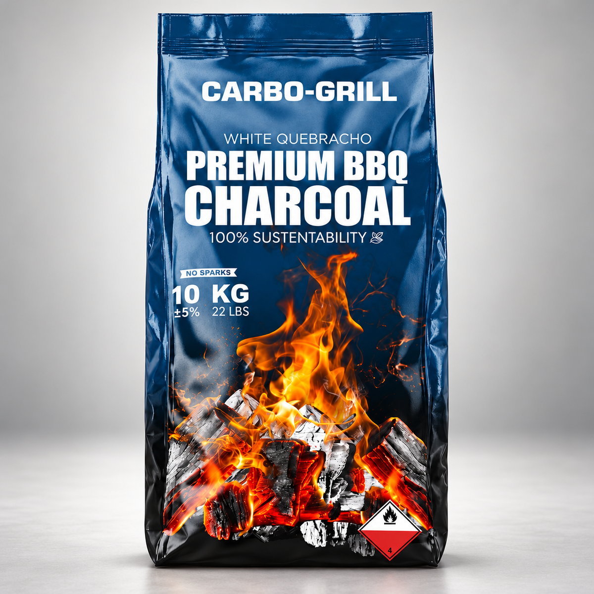 Sac de charbon de bois Quebracho Blanco Argentine 10 kg, gros morceaux pour restaurants et grills professionnels