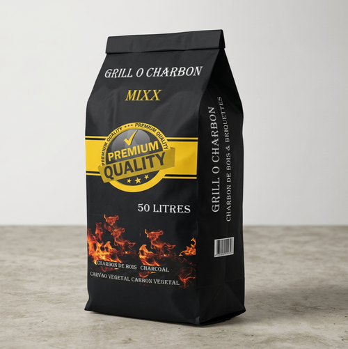 Sac de charbon de bois Grill O Charbon Mixx 50 litres destiné aux restaurants, grillades, braseros et professionnels de la restauration