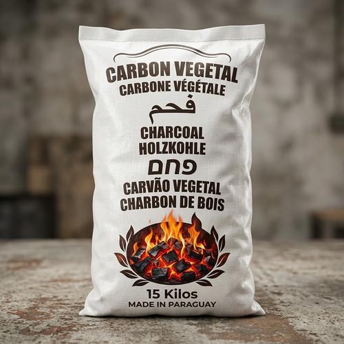 Sac de charbon de bois Quebracho Blanco 15 kg premium du Paraguay destiné aux restaurants, steakhouses et cuisson au feu de bois