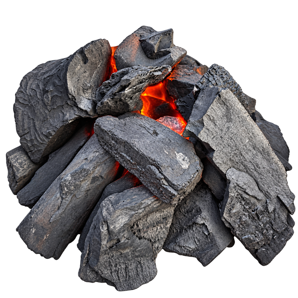 Morceaux de charbon de bois Quebracho Blanco granulométrie, idéal pour barbecue, kamado et brasero.